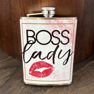 BOSS Lady Red Hot Lips, stainless steel screw top flask – 8 ounce